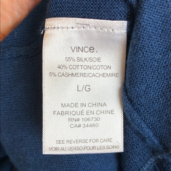 Vince Silk Cashmere Blend Crewneck Sweater Men’s L Blue Elevated Basic Luxury - Picture 9 of 15